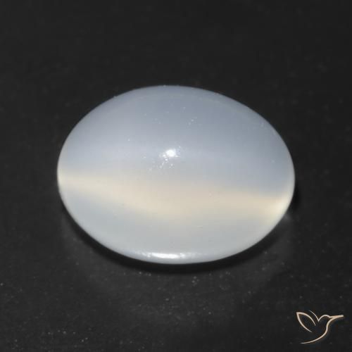 Pietra di luna occhio di gatto Bianco traslucido naturale da 1.64 ct, Taglio ovale, Trasparente