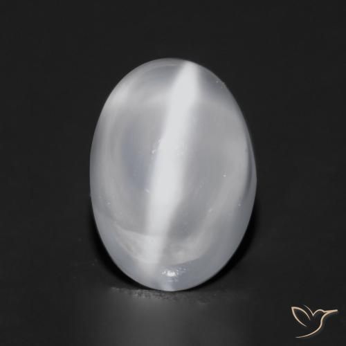 0.97ct Naturale Bianco traslucido Pietra di Luna effetto occhio di gatto, Ovale, Trasparente