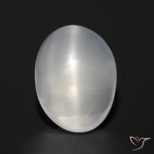 1.51ct Naturale Bianco Pietra di Luna effetto occhio di gatto, Ovale, Trasparente
