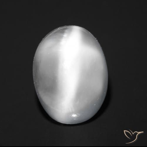 1.87ct Naturale Bianco Pietra di Luna effetto occhio di gatto, Ovale, Trasparente