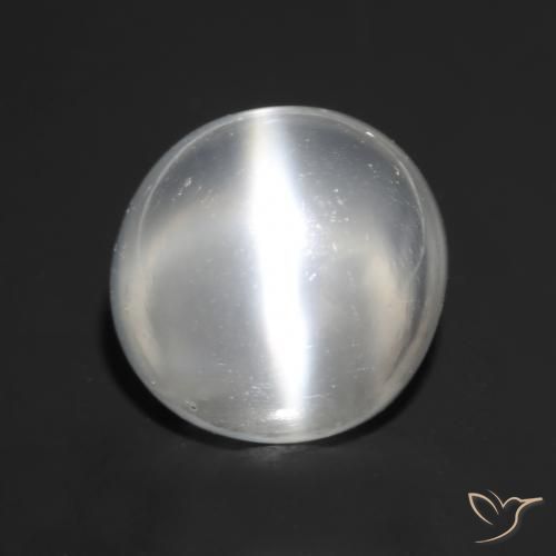 Pietra di luna occhio di gatto Bianco naturale da 1.57 ct, Taglio rotondo, Trasparente