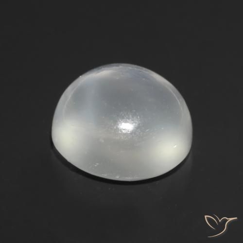 Pietra di luna occhio di gatto Bianco naturale da 1.57 ct, Taglio rotondo, Trasparente