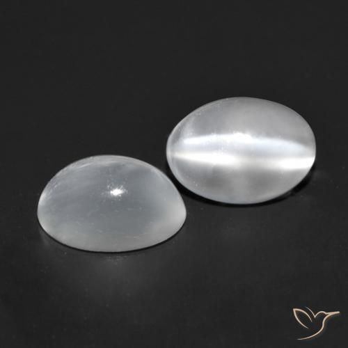 Gemme di Pietra di luna occhio di gatto Bianco naturale da 1.53 ct, Ovale, Trasparente