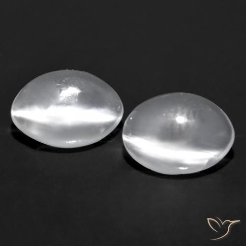 Cat's eye moonstone naturale bianco da 1,41 ct, taglio ovale, trasparente