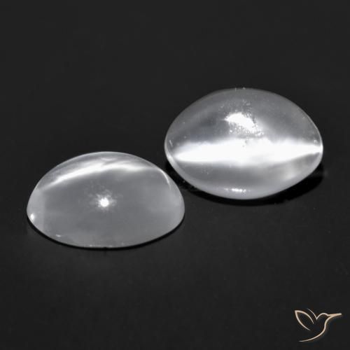 Cat's eye moonstone naturale bianco da 1,41 ct, taglio ovale, trasparente