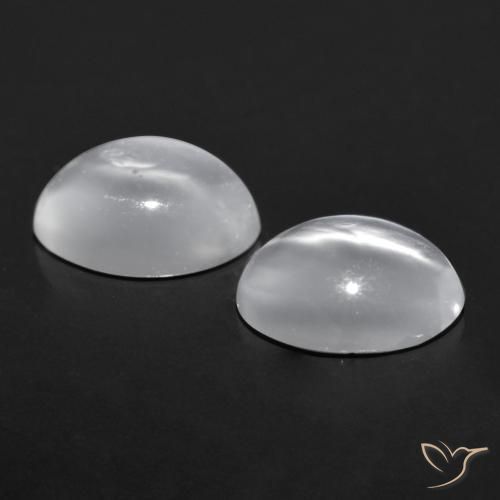 Cat's eye moonstone naturale bianco da 1,41 ct, taglio ovale, trasparente