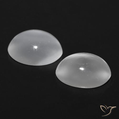 Gemme di Pietra di luna occhio di gatto Bianco naturale da 1.48 ct, Ovale, Trasparente
