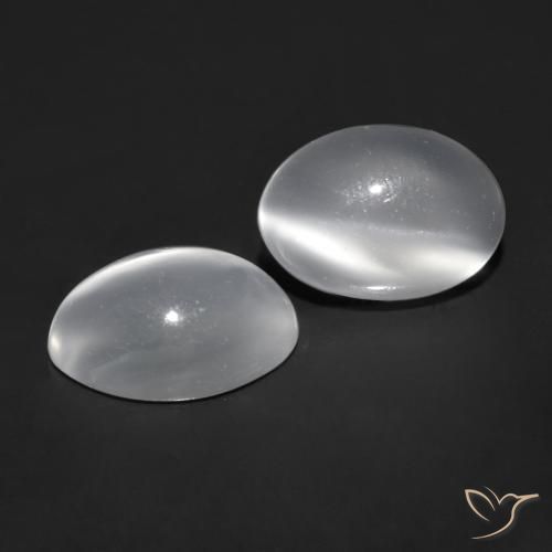 Gemme di Pietra di luna occhio di gatto Bianco naturale da 1.41 ct, Ovale, Trasparente