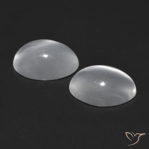 Gemme di Pietra di luna occhio di gatto Bianco naturale da 1.41 ct, Ovale, Trasparente