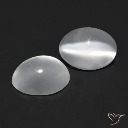 Gemme di Pietra di luna occhio di gatto Bianco trasparente naturale da 1.78 ct, Ovale, Trasparente