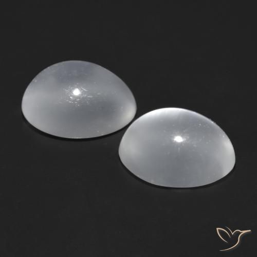 Gemme di Pietra di luna occhio di gatto Bianco trasparente naturale da 1.78 ct, Ovale, Trasparente