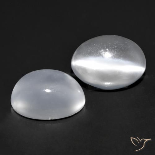 Gemme di Pietra di luna occhio di gatto Bianco trasparente naturale da 1.69 ct, Ovale, Trasparente