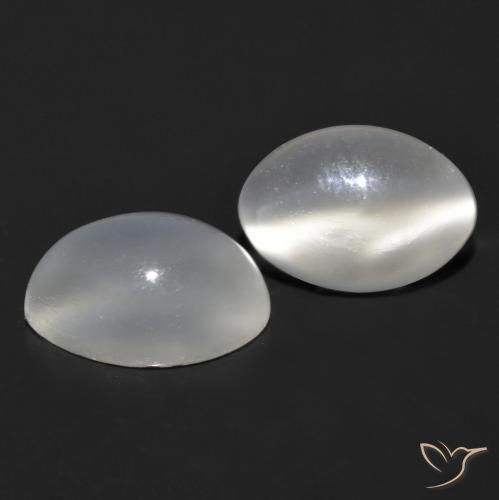 Gemme di Pietra di luna occhio di gatto Bianco naturale da 1.55 ct, Ovale, Trasparente