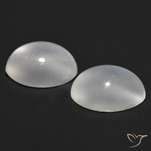 Gemme di Pietra di luna occhio di gatto Bianco naturale da 1.55 ct, Ovale, Trasparente