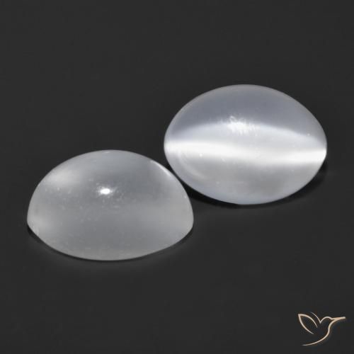 Gemme di Pietra di luna occhio di gatto Bianco naturale da 1.82 ct, Ovale, Trasparente
