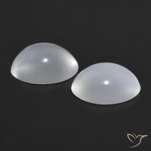 Gemme di Pietra di luna occhio di gatto Bianco naturale da 1.55 ct, Ovale, Trasparente