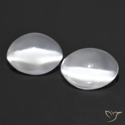 Gemme di Pietra di luna occhio di gatto Bianco naturale da 1.65 ct, Taglio ovale, Trasparente
