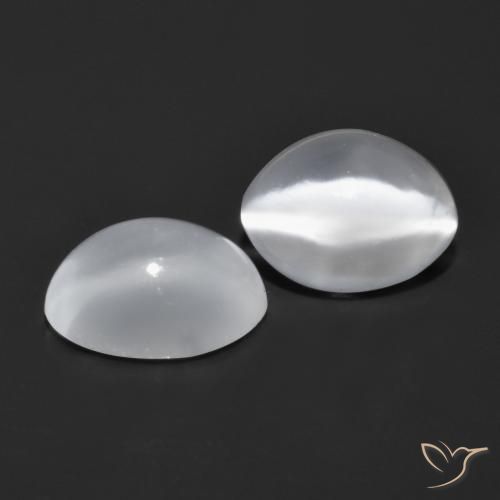 Gemme di Pietra di luna occhio di gatto Bianco naturale da 1.65 ct, Taglio ovale, Trasparente