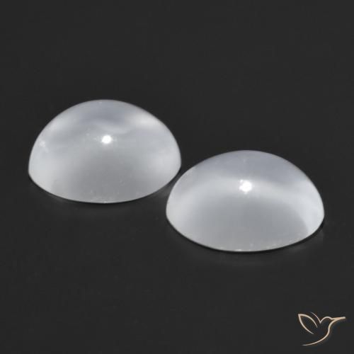 Gemme di Pietra di luna occhio di gatto Bianco naturale da 1.65 ct, Taglio ovale, Trasparente