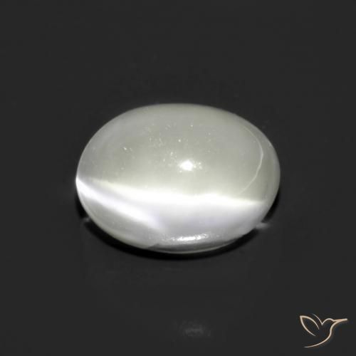 1.62ct Naturale Bianco Pietra di Luna effetto occhio di gatto, Ovale, Traslucido