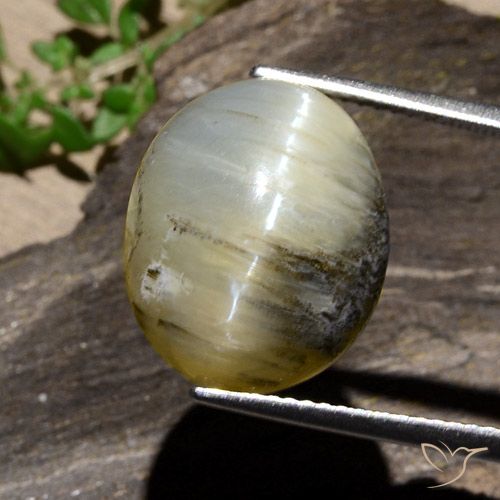 11.91ct Naturale Giallo brunastro Opale Occhio di Gatto, Ovale, Opaco