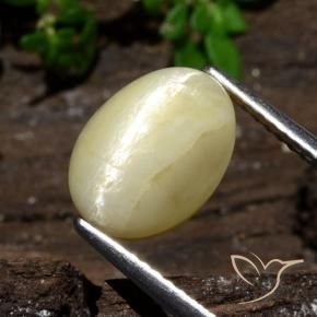 Opale Occhio di Gatto Caldo bianco sporco naturale da 3.68 ct, Ovale, Opaco