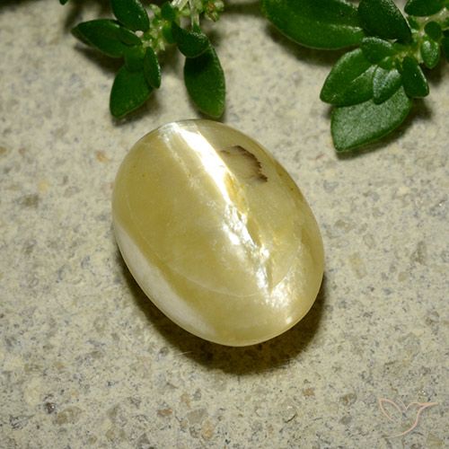3.65ct Naturale Giallo crema Opale Occhio di Gatto, Ovale, Opaco