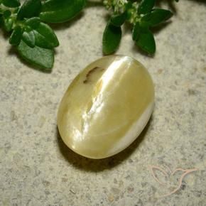 Opale Occhio di Gatto Giallo crema naturale da 3.65 ct, Ovale, Opaco