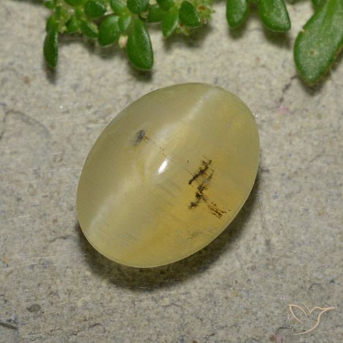 4.16ct Naturale Giallo chiaro Opale Occhio di Gatto, Ovale, Traslucido