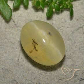 Opale Occhio di Gatto Giallo chiaro naturale da 4.16 ct, Ovale, Traslucido