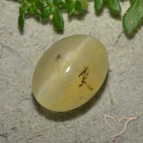 Opale Occhio di Gatto Giallo chiaro naturale da 4.16 ct, Ovale, Traslucido