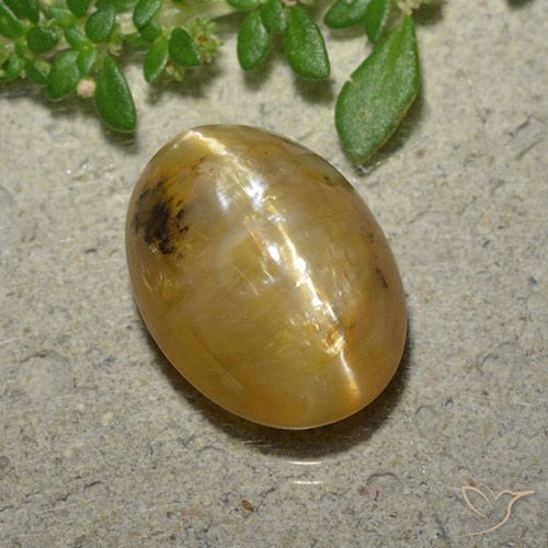 4.45ct Naturale Arancione-Oro Opale Occhio di Gatto, Ovale, Traslucido