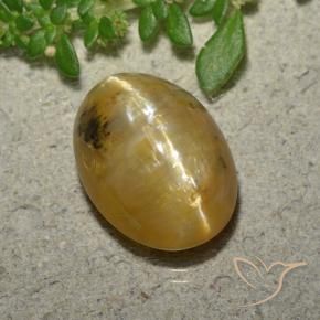 Opale Occhio di Gatto Arancione-Oro naturale da 4.45 ct, Ovale, Traslucido
