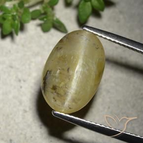 Opale Occhio di Gatto Giallo medio naturale da 7.86 ct, Ovale, Traslucido