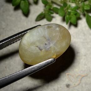 Opale Occhio di Gatto Giallo medio naturale da 7.86 ct, Ovale, Traslucido