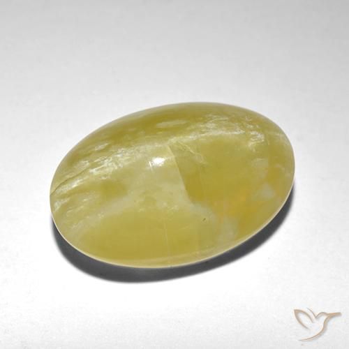 5.90ct Naturale Giallo pallido Opale Occhio di Gatto, Ovale, Traslucido