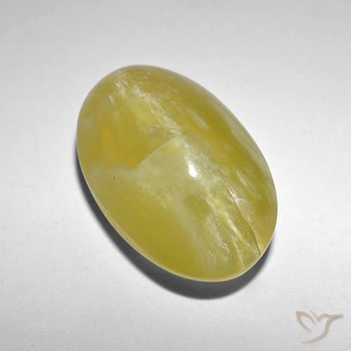 Opale Occhio di Gatto Giallo pallido naturale da 5.90 ct, Ovale, Traslucido