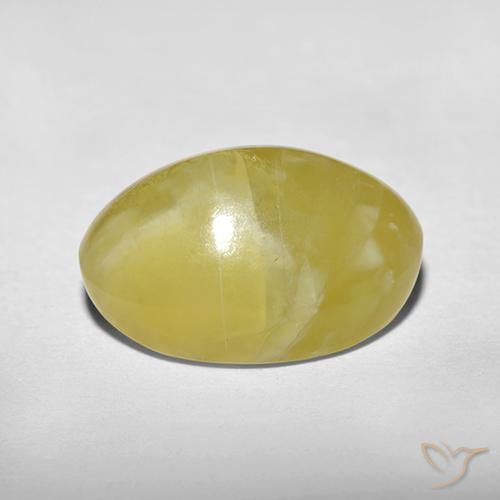 Opale Occhio di Gatto Giallo pallido naturale da 5.90 ct, Ovale, Traslucido