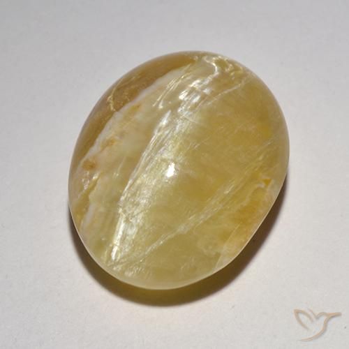 6.21ct Naturale Giallo medio Opale Occhio di Gatto, Ovale, Traslucido
