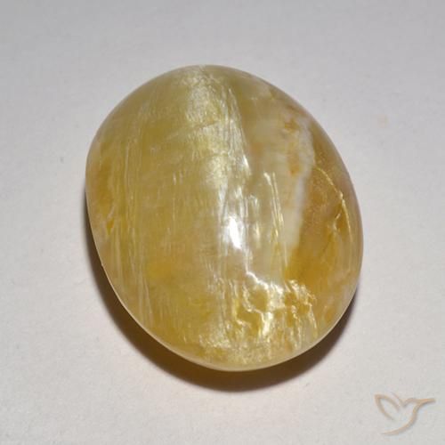 Opale Occhio di Gatto Giallo medio naturale da 6.21 ct, Ovale, Traslucido