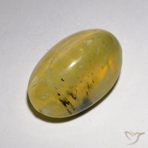 5.25ct Naturale Giallo morbido Opale Occhio di Gatto, Ovale, Traslucido