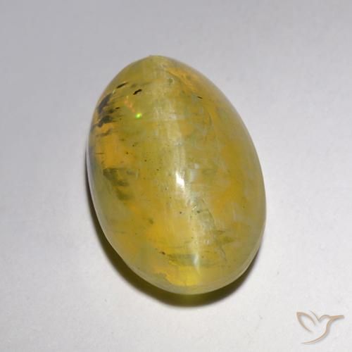 Opale Occhio di Gatto Giallo morbido naturale da 5.25 ct, Ovale, Traslucido