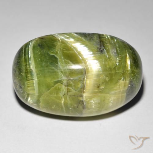 Opale Occhio di Gatto Verde giallastro naturale da 16.99 ct, Ovale, Opaco