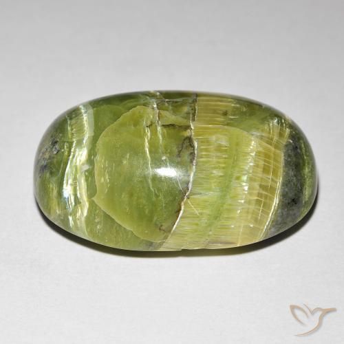 Opale Occhio di Gatto Verde giallastro naturale da 16.99 ct, Ovale, Opaco
