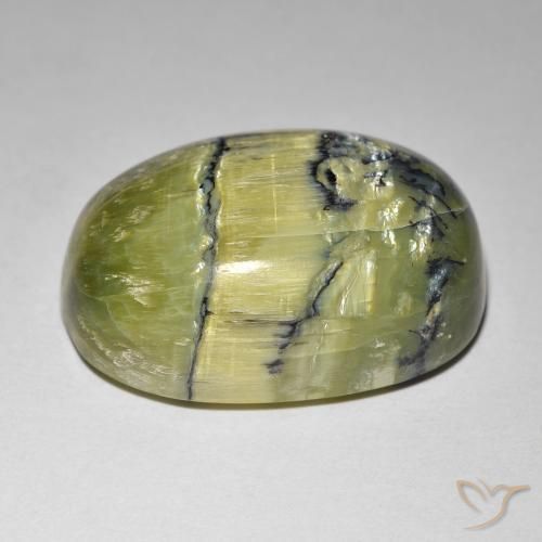 Opale Occhio di Gatto Verde medio naturale da 21.84 ct, Ovale, Opaco