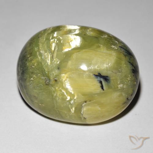 21.92ct Naturale Terra Verde Opale Occhio di Gatto, Ovale, Opaco