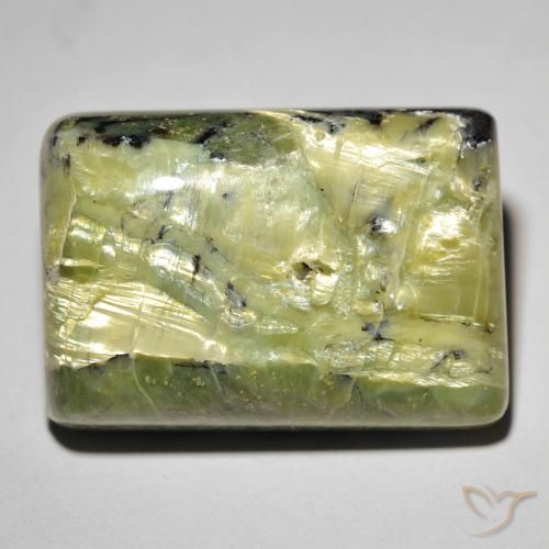 31.09ct Naturale Verde caldo Opale Occhio di Gatto, Taglio a baguette, Opaco