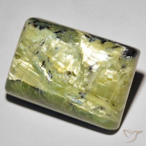 Opale Occhio di Gatto Verde caldo naturale da 31.09 ct, Taglio a baguette, Opaco