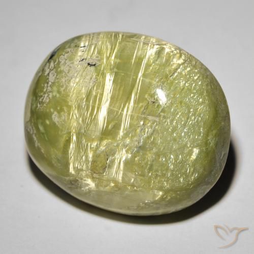 25.50ct Naturale Verde medio Opale Occhio di Gatto, Ovale, Opaco