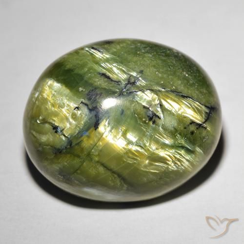 Cat's eye opal naturale verde da 20,74 ct, taglio ovale, opaco